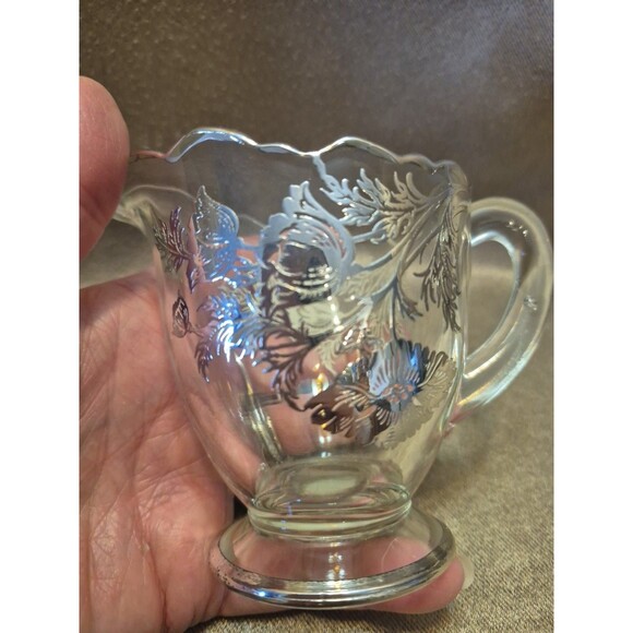 VTG Silver City Glass Co Sterling Silver Overlay Flanders Poppy Sugar & Creamer - Picture 9 of 16